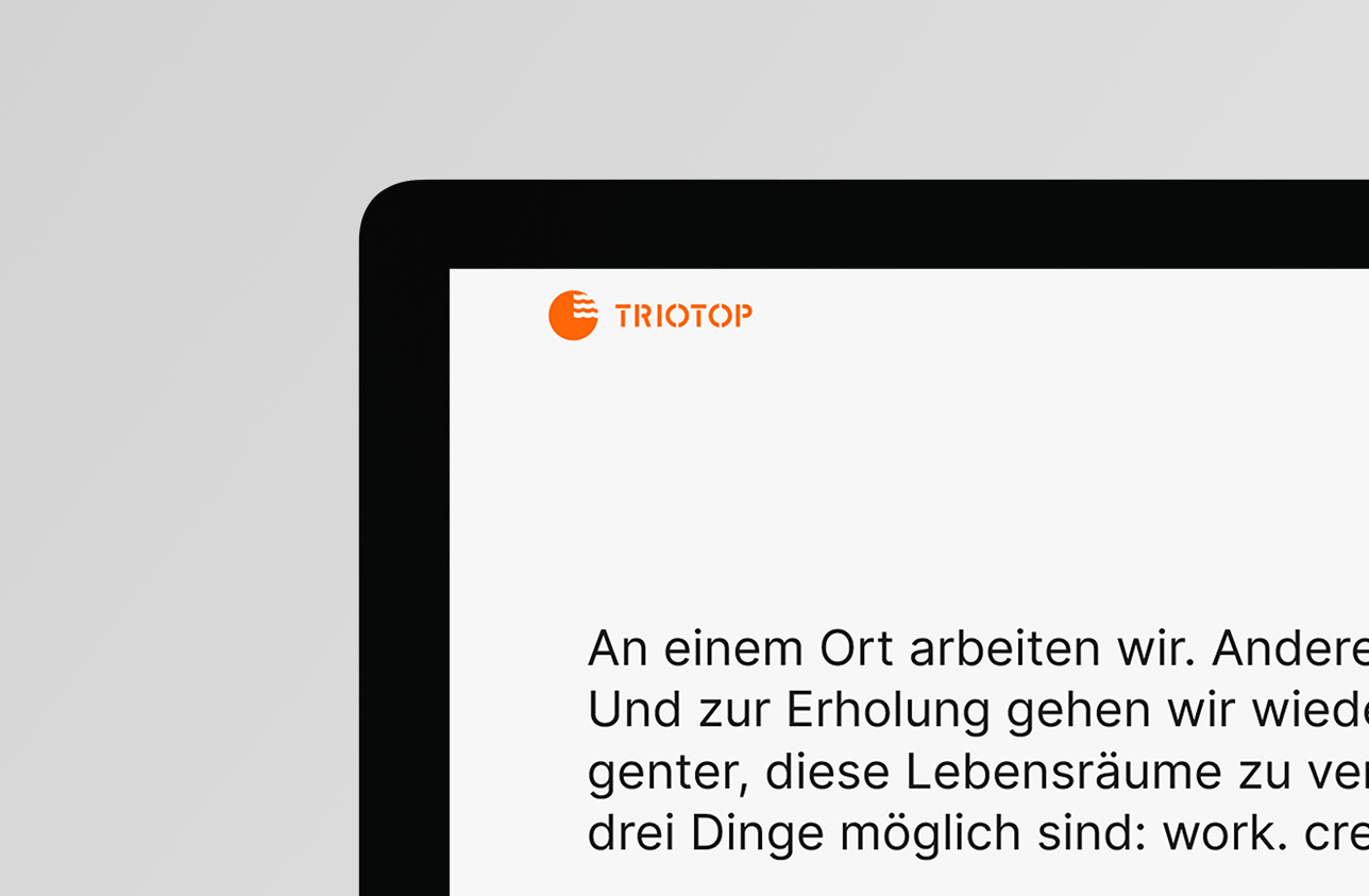 Ausschnitt der Homeseite der neuen Website des Triotop auf einem Mac