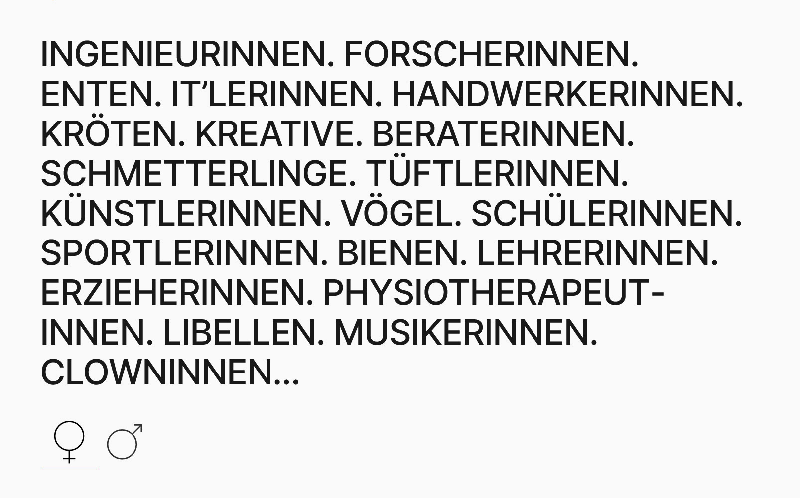 Auflistung der weiblichen Bewohner des Triotop