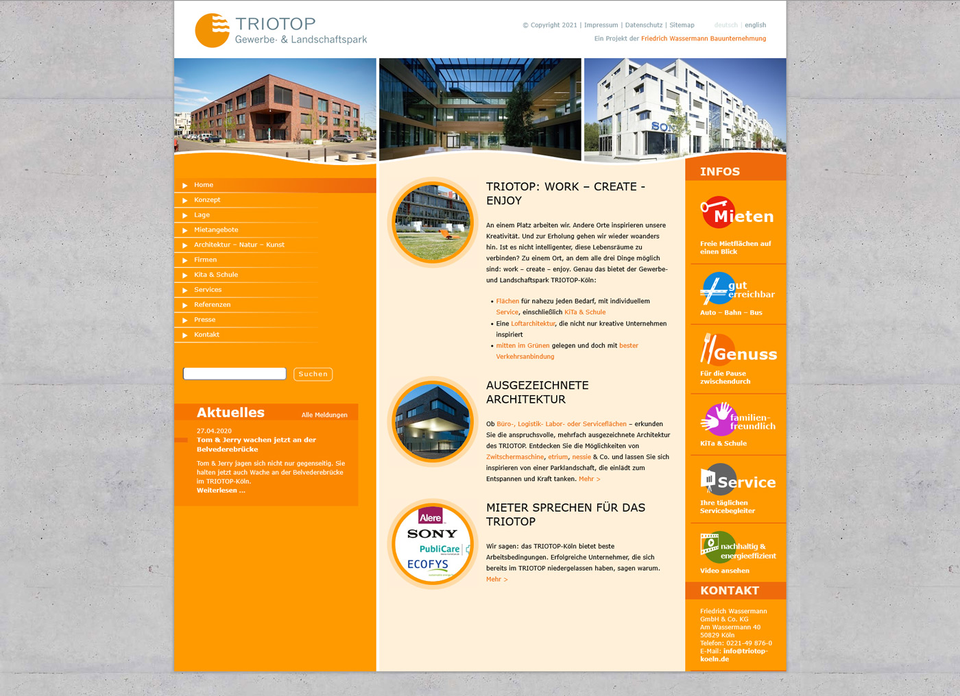 Bisherige Website des Triotop Köln